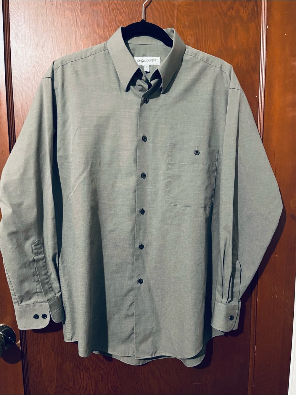 Vintage Yves Saint Laurent YSL Long Sleeve Dress Shirt - Gray - Pristine